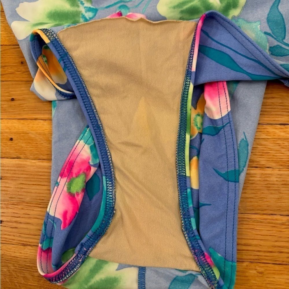 Christina Vintage Blue Floral Tropical One Piece Bathing Suit - Picture 6 of 6